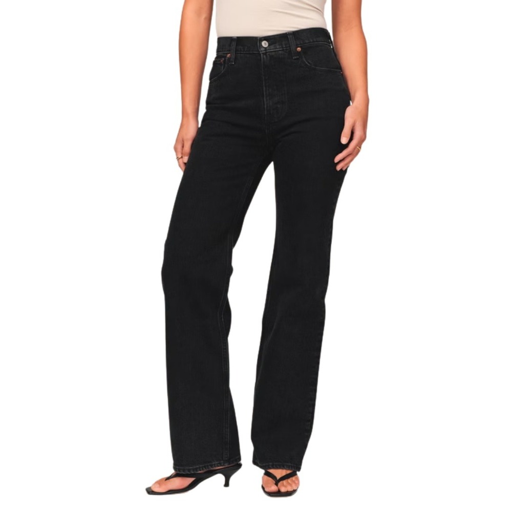 Abercrombie & Fitch Jeans Womens 32 Washed Black 90s Relaxed High Rise Denim